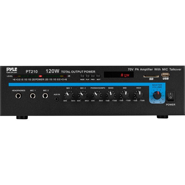 Main product image for Pyle PT210 120W PA Mono Amplifier w/ 70V Out & Mic 248-4666